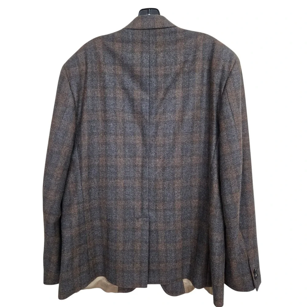 Billy Reid Wool Sport Coat Men 46R Brown Grey Plaid 2 Button Blazer Unstructured